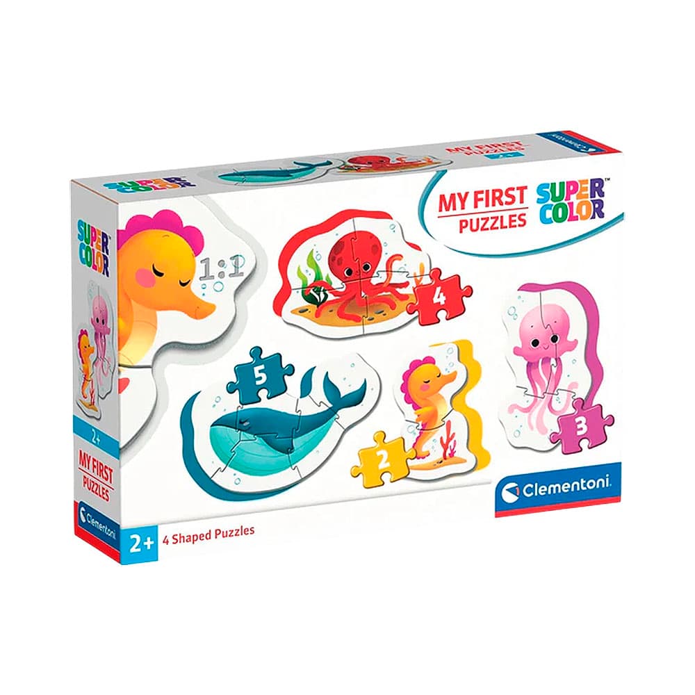 Kit de Quebra-Cabeças Clementoni Super Color My First Puzzles Sea Life 4 Unidades