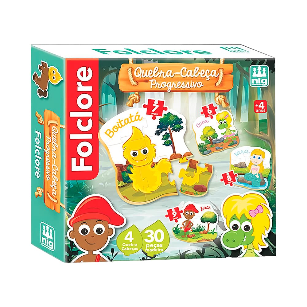 Kit de 4 Unidades de Quebra-Cabeças Nig Brinquedos Folclore