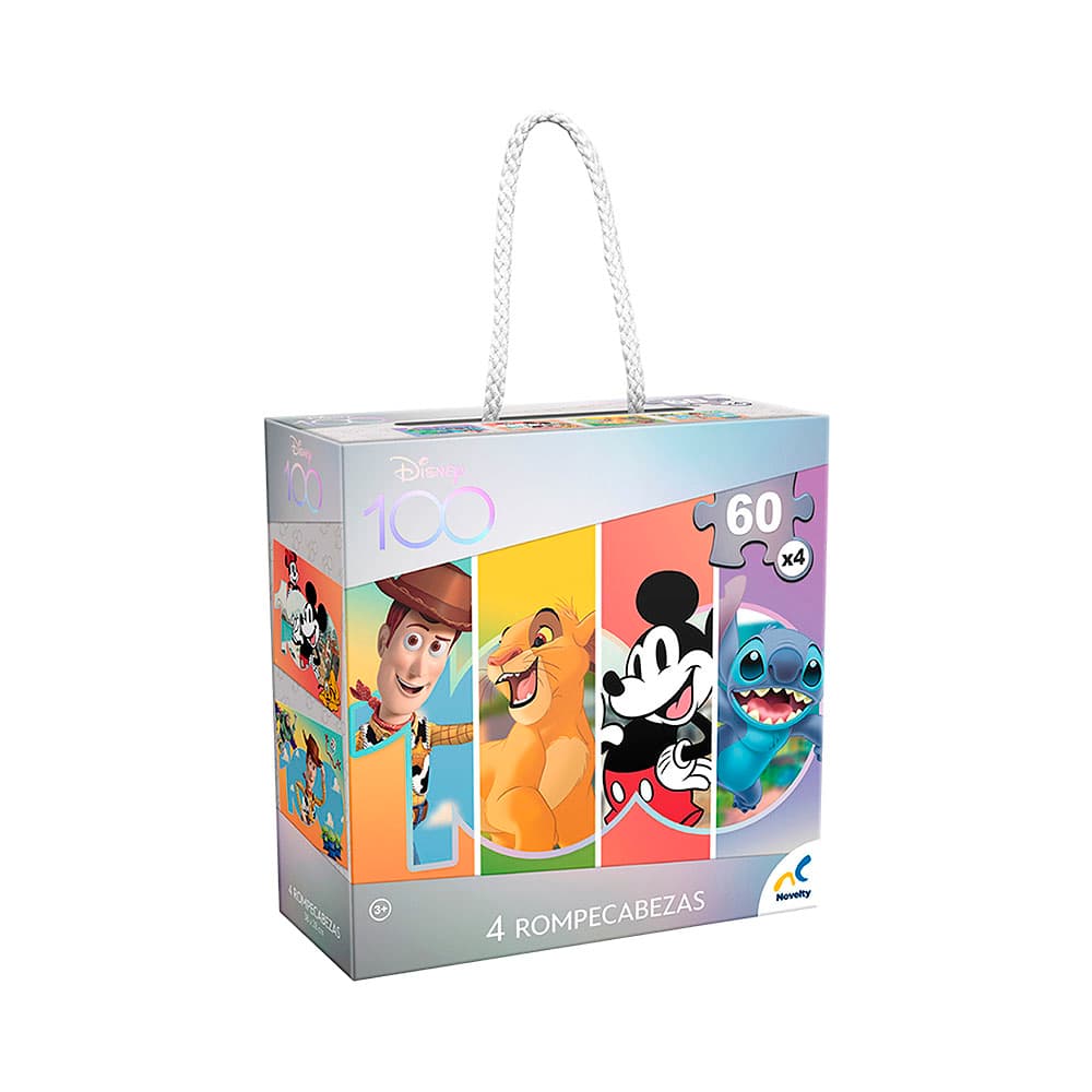 Kit de Quebra-Cabeças Disney 100 Anos 4 Unidades Jca-3969