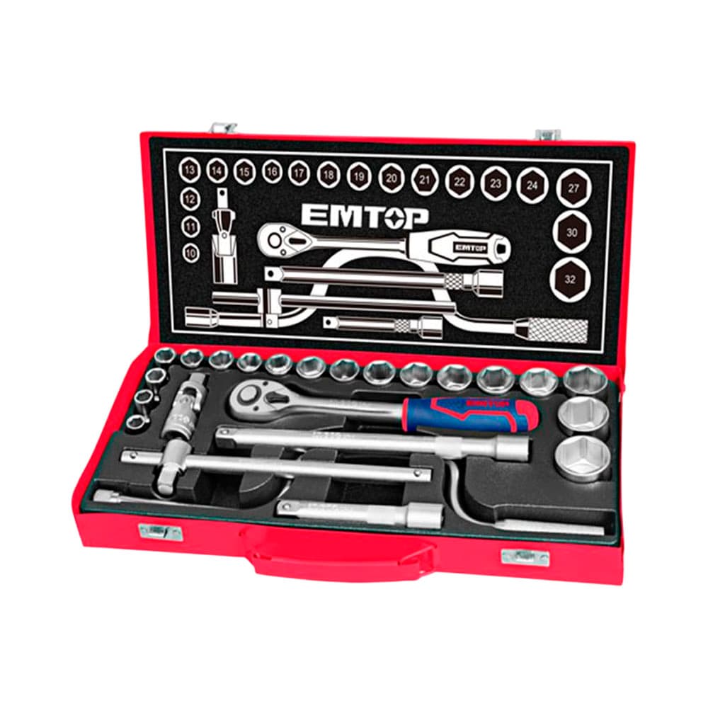 Kit de Soquetes Emtop Eskt12243 1/2 24 Peças