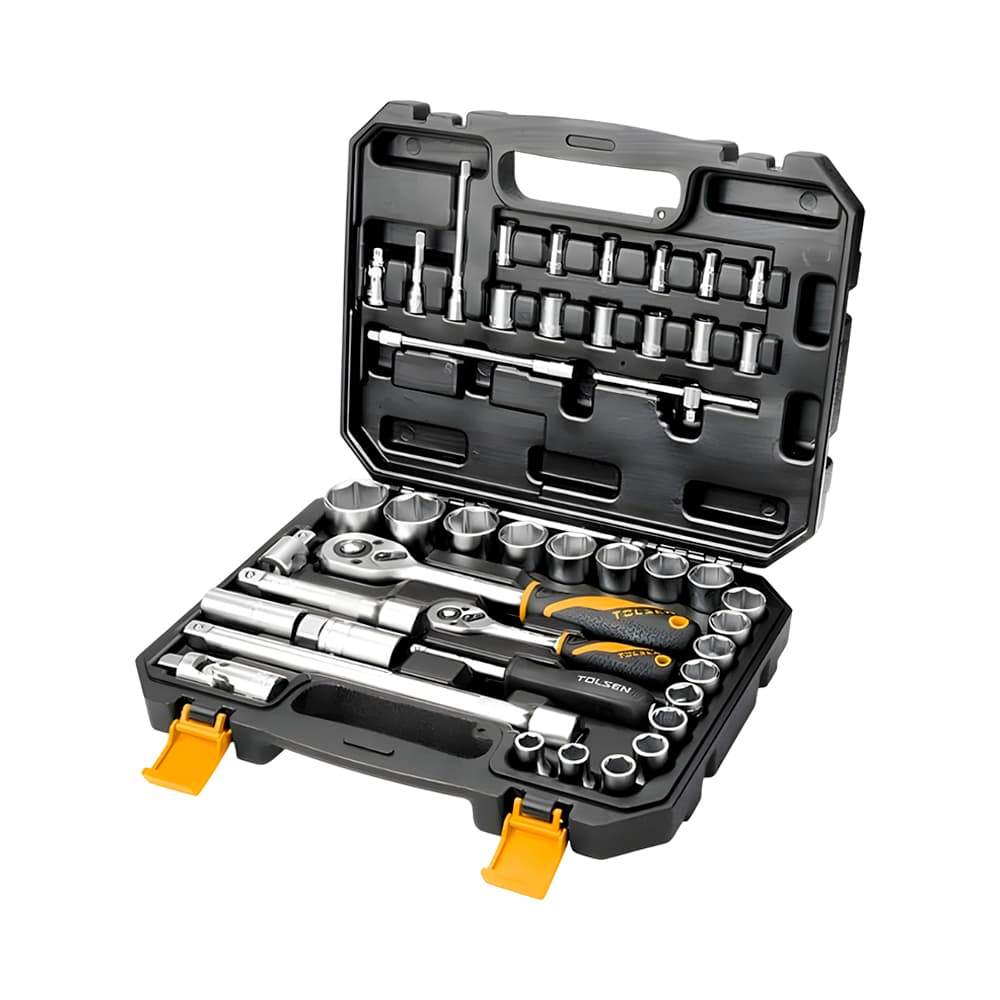 Kit de Soquetes Estriados Tolsen 15142 1/2" - 1/4" 45 Peças