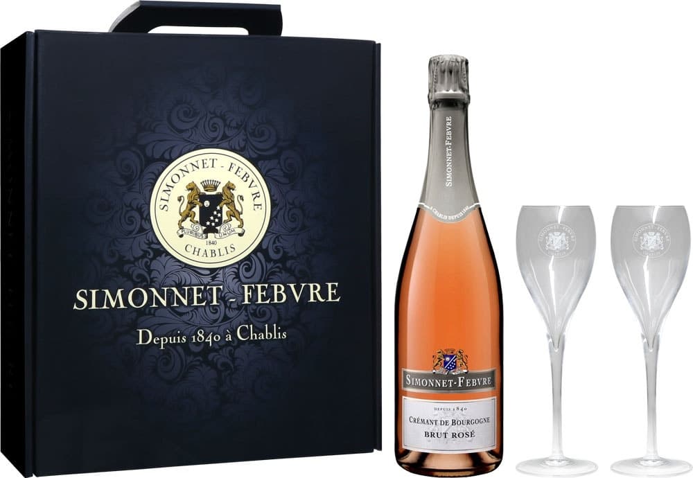 Kit Espumante Simonnet-Febvre Crémant de Bourgogne Brut Rosé + 2 Taças