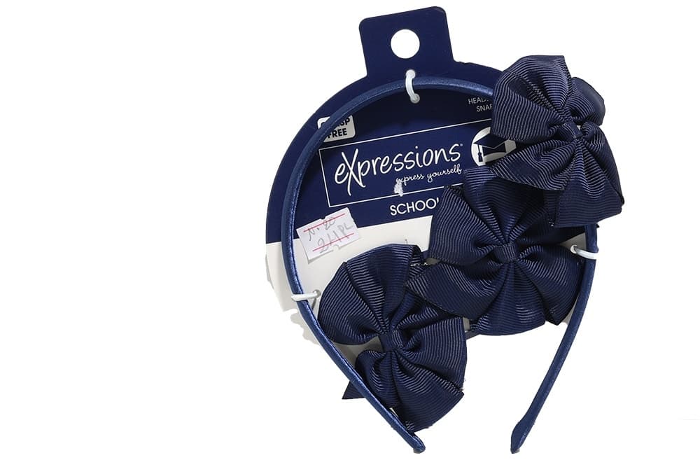 Kit Faixa + Laço para Cabelo Expressions Ebts03 (3 Peças) Azul Marinho