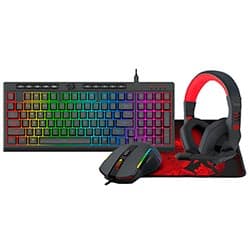 Kit Gamer Redragon S149 Essentials Teclado + Mouse + Mousepad + Fone / RGB / Inglês - Preto