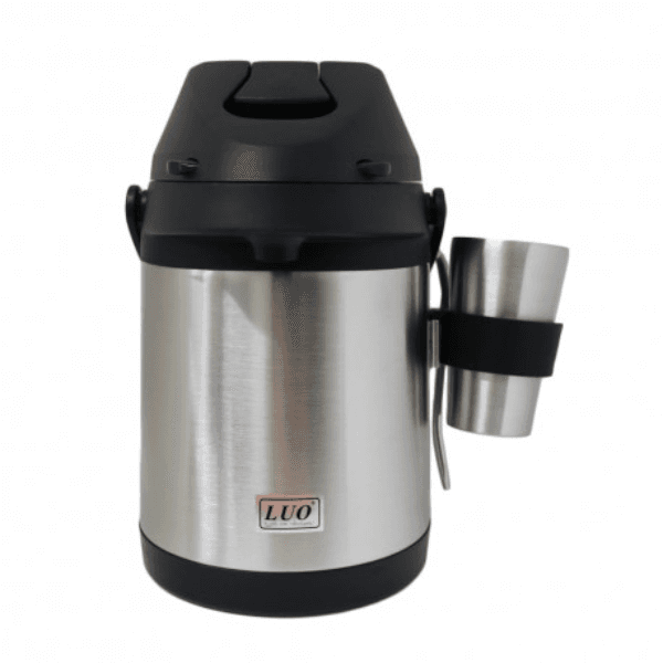 Kit Garrafa Térmica Luo Lu-4992 Aço Inoxidável 2.5 Litros + Cuia Inox/Preto