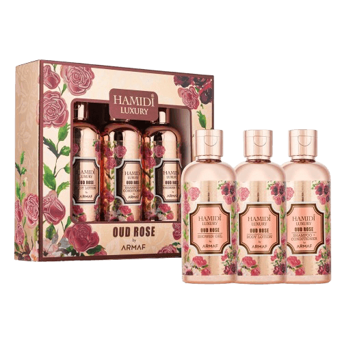 Kit Hamidi Luxury Oud Rose Shower Gel 95Ml, Shampoo 95Ml, Condicionador 95Ml, Loção 95ml