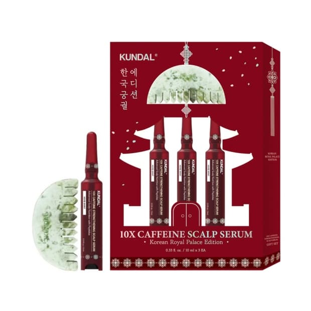 Kit Kundal Korean Royal Palace Edition 10X Caffeine Scalp Serum 10ml X3 + Pente Gua Sha