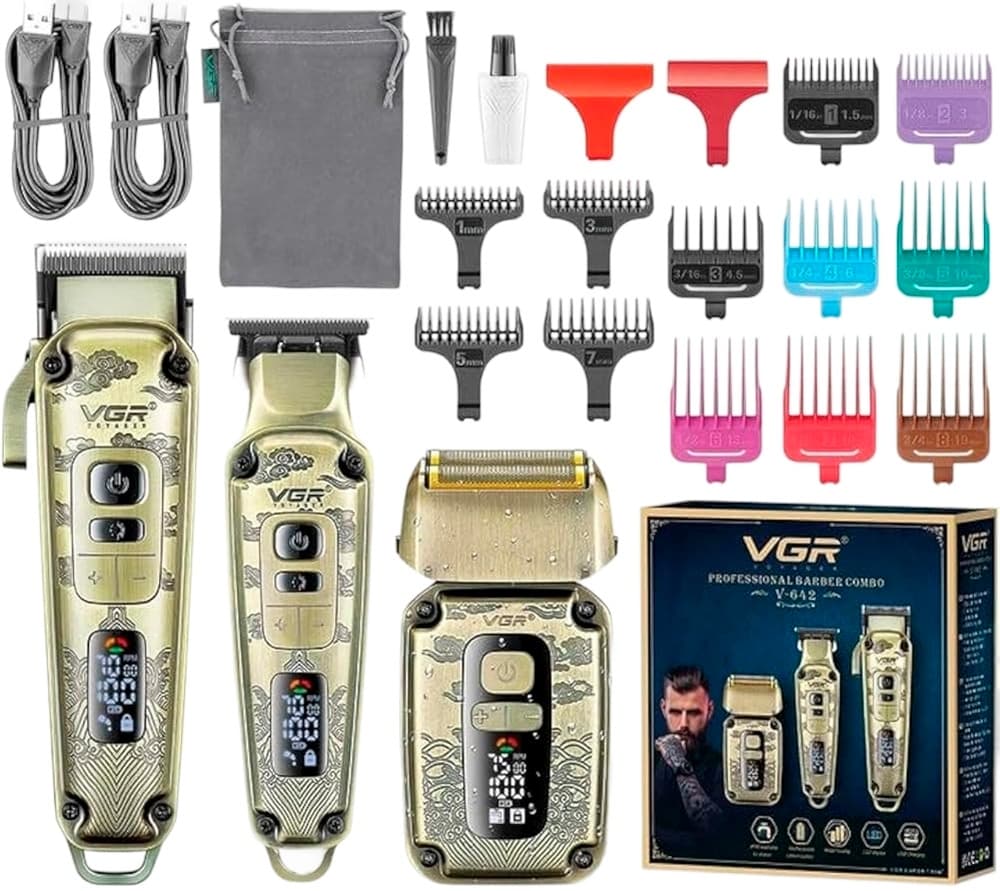 Kit Máquina de Corte Vgr Voyager Professional Barber V-642 - Dourado