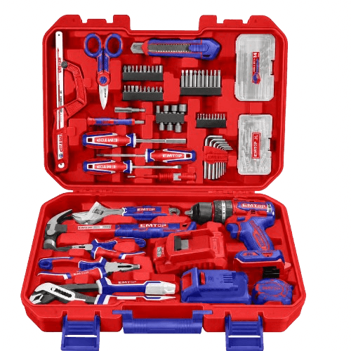 Kit Parafusadeira A Bateria Emtop Eedk16601 166 Peças 1 Bateria