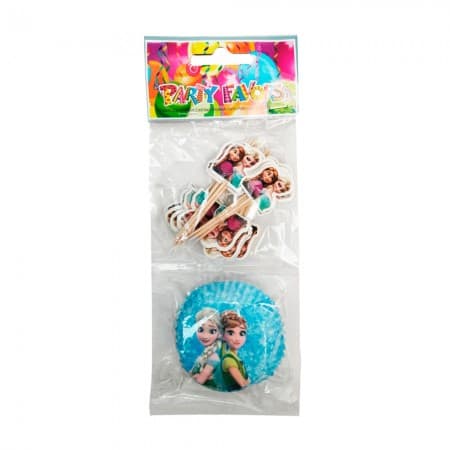 Kit de Toppers e Forminhas para Cupcake Frozen 24PCS