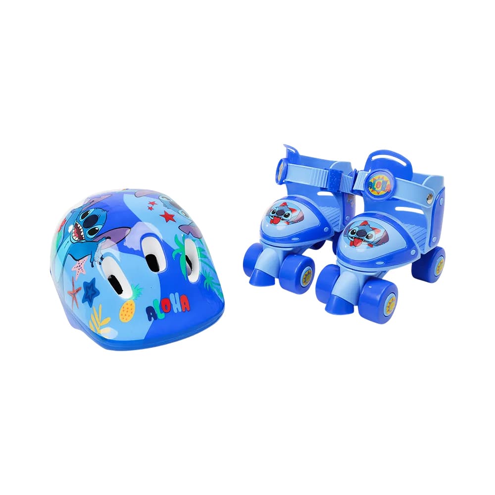 Kit Patins de Aprendizagem + Casco Foster Quad Skate Disney Stitch
