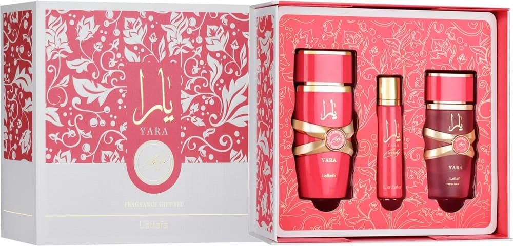 Kit Perfume Lattafa Yara Candy Eau de Parfum 100ml + 12ml + Fresh Hair Mist 50ml - Feminino