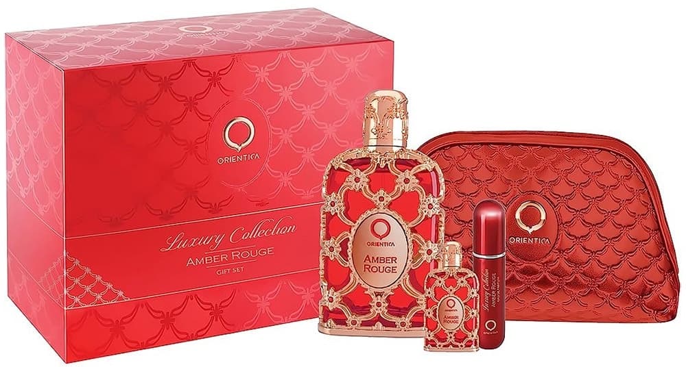 Kit Orientica Amber Rouge Eau de Parfum 80ml + 7.5ml + Atomizador Recarregável