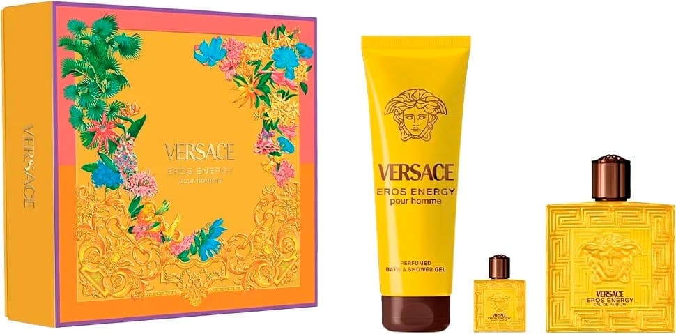 Kit Perfume Versace Eros Energy Pour Homme Eau de Parfum 100ml + 5ml + Gel de Banho 150ml