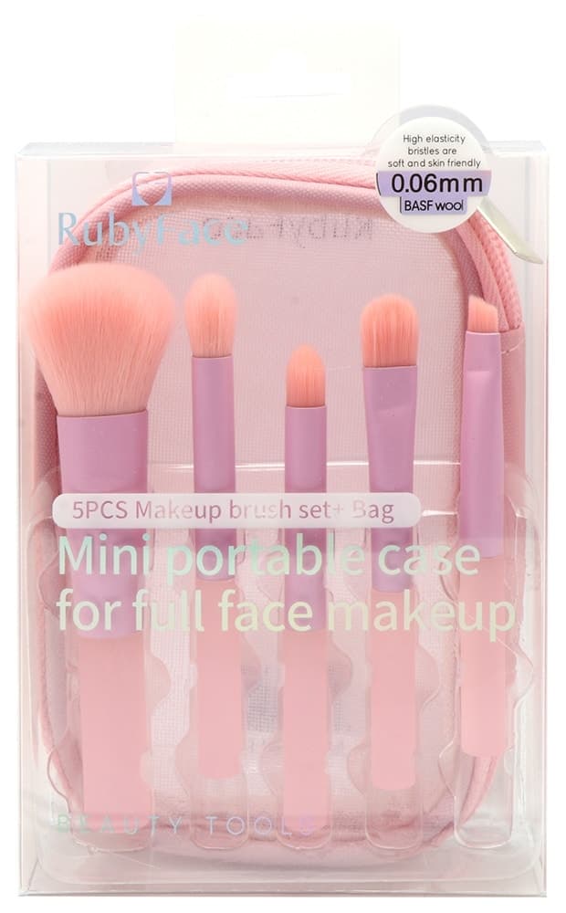 Kit Pincel para Blush Ruby Face Mini Portable Y41956 (5 Peças)