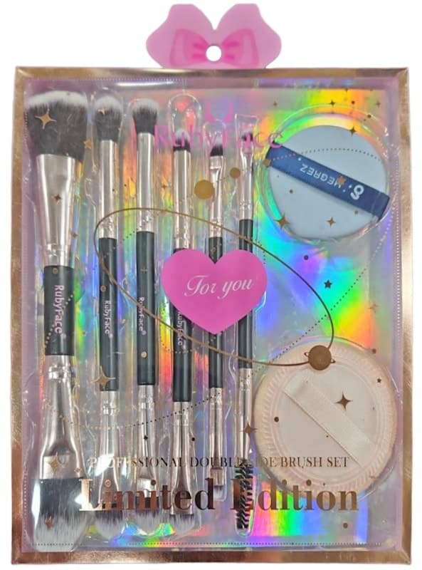 Kit Pincel + Difuminador Ruby Face Y21340 (6 Peças)
