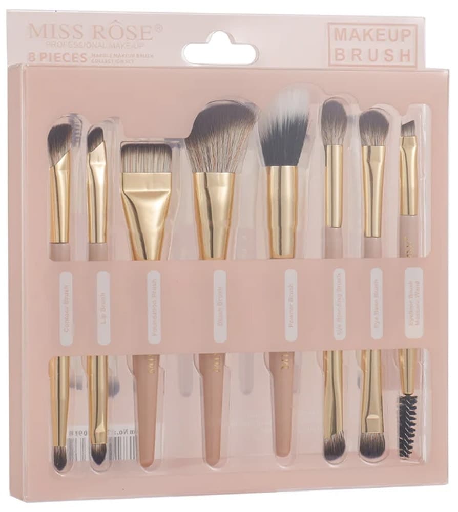 Kit Pincel Miss Rose MakeUp Brush 7201-009M (8 Unidades)