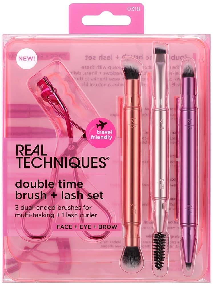 Kit Pincel e Curvex para Cílios Real Techniques Double Time | 0318 (4 Peças)