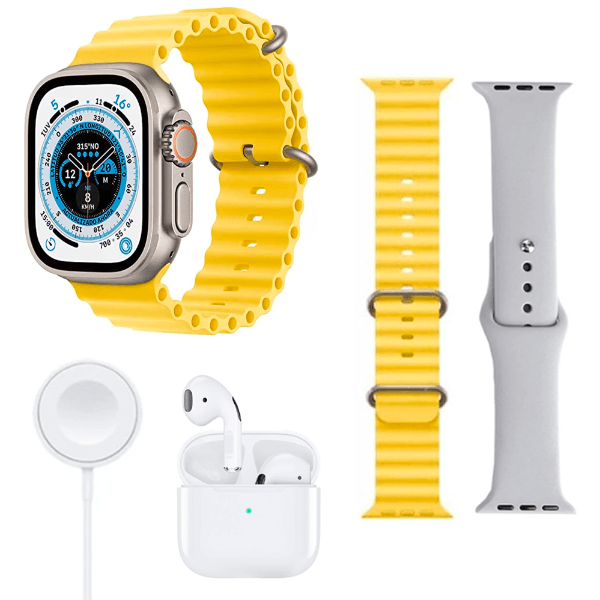 Kit Relógio Smartwatch S30 Pro Max com Bluetooth / 49MM / Fones de Ouvido Sem Fio / 2 Pulseiras - Color Mix