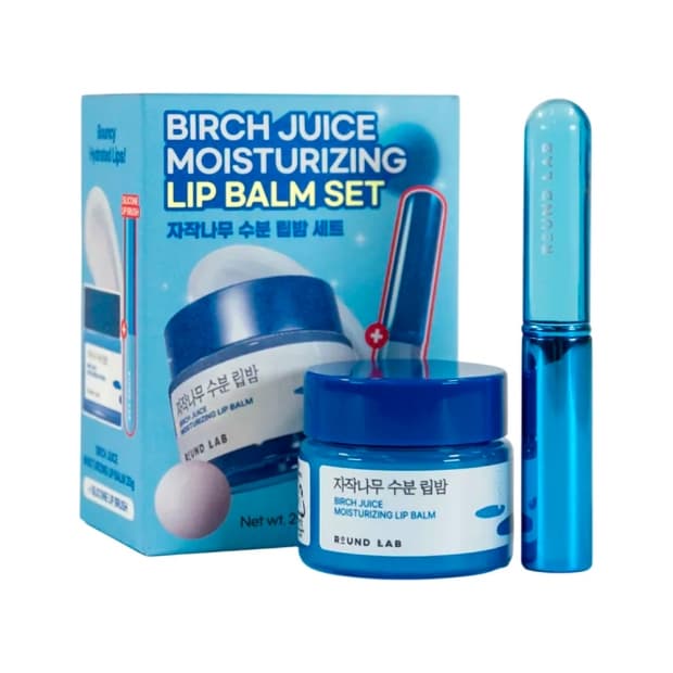 Kit Balm Labial Hidratante Round Lab Birch Juice + Mini Aplicador