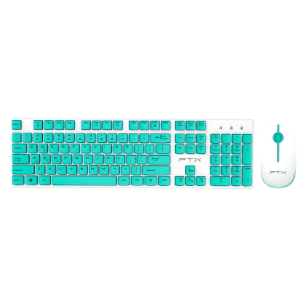 Kit Teclado + Mouse Sem Fio Geral Ftxgk600 Espanhol Branco/Verde