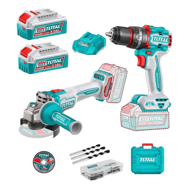 Kit 2 Em 1 Furadeira e Lixadeira A Bateria 20V Total Tckli20256 com 2 Baterias