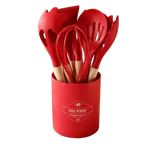 Kit Utensílios de Cozinha 12 Peças Vermelho