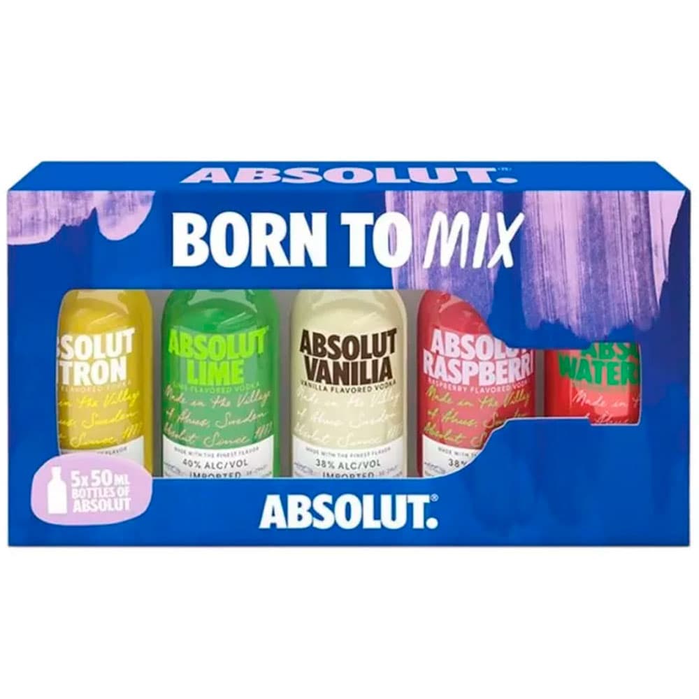 Kit Vodka Absolut Mini Born To Mix 5 Peças