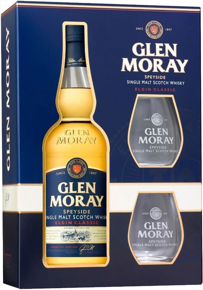 Kit Whisky Glen Moray Elgin Classic 700mL + 2 Copos