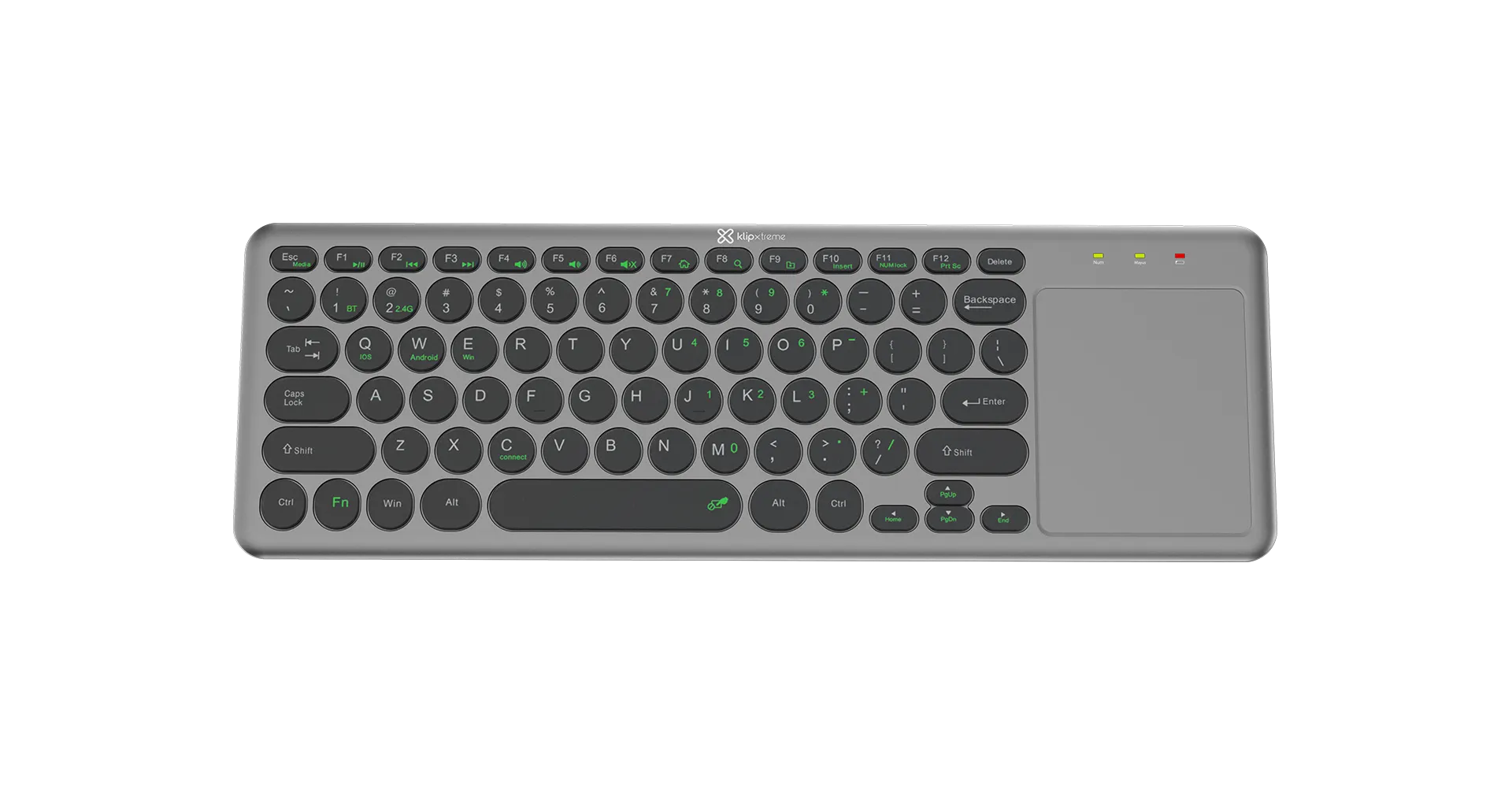 Teclado Klip Kck-550E Keyglider C/touchpad Bt Ing Gray