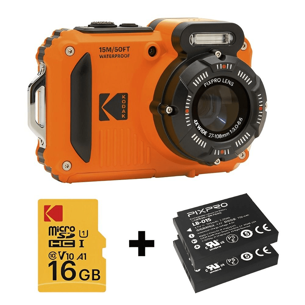 Câmera Digital Kodak Pixpro Wpz2 16MP Laranja + 2 Baterias/Memória