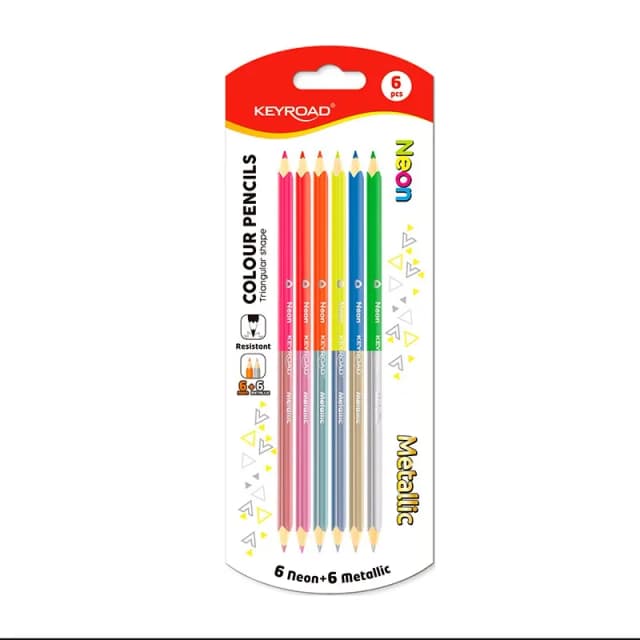 Lápis Trio de Cores Keyroad 6 Neon + 6 Metálico