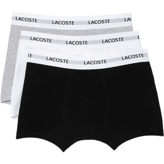 Cueca Boxer Masculina Lacoste 5H5150 Pack Preto/Branco/Cinza Tam. S