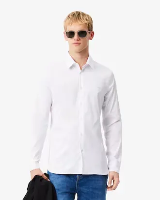Camisa Lacoste M Ch5253 23 001 Poplin Stretch Slim Fit Tam. 44