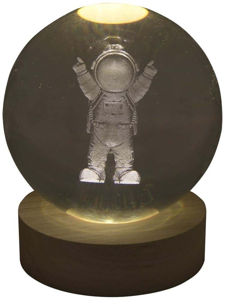 Lâmpada Esfera de Cristal 3D Astronauta
