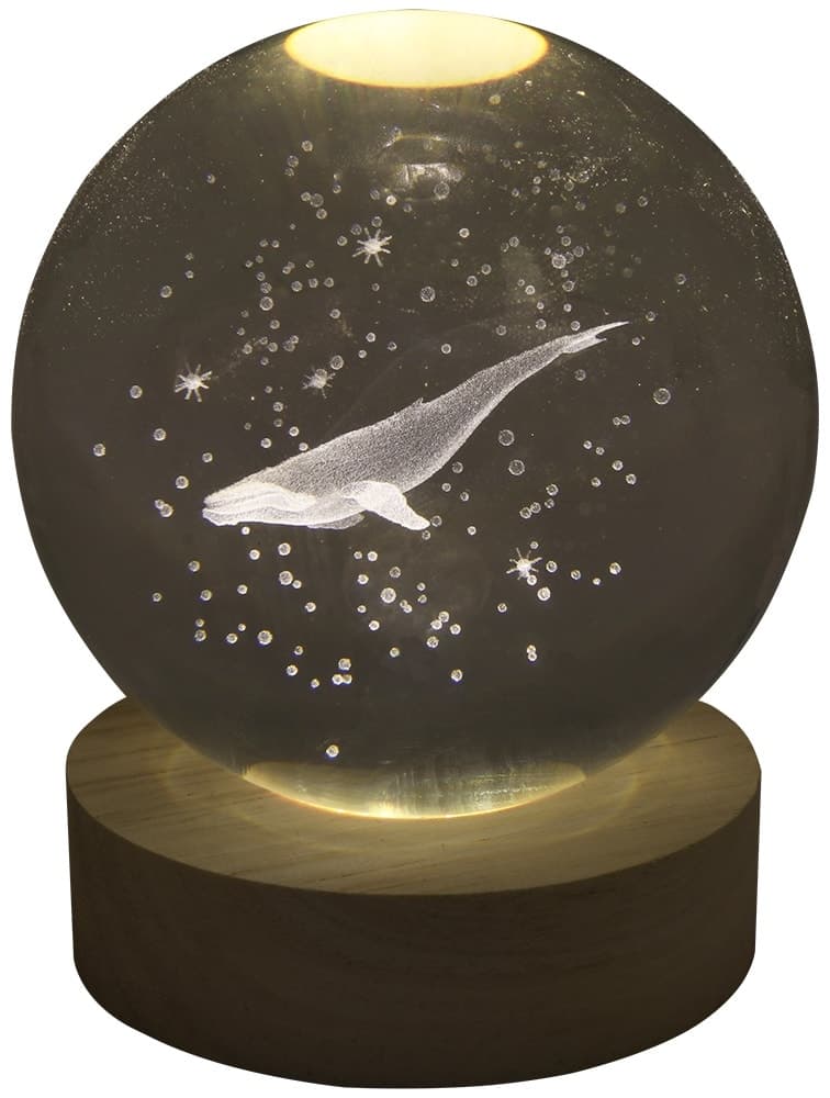 Lâmpada Esfera de Cristal 3D Baleia