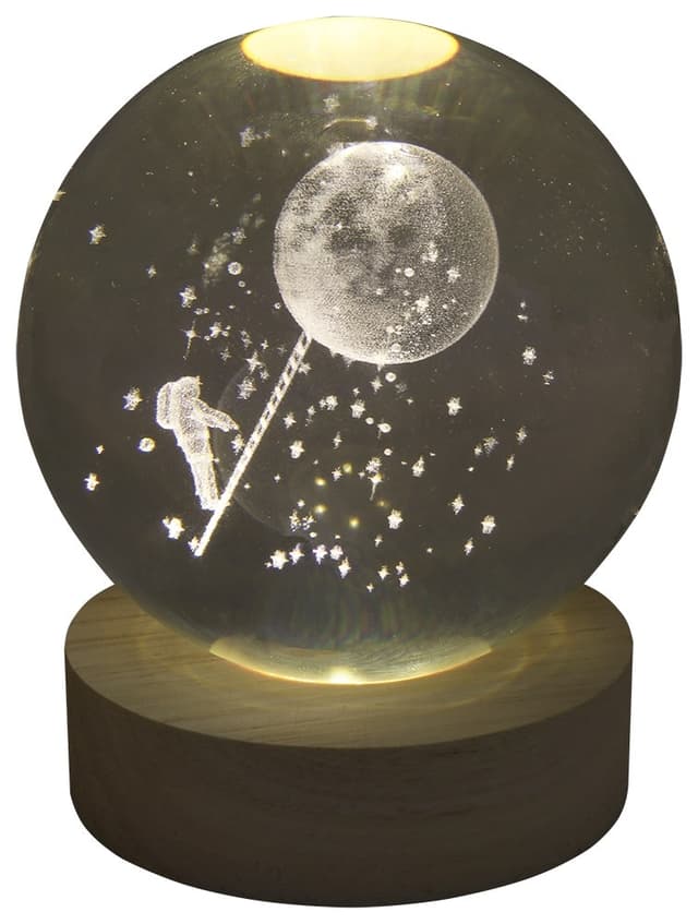 Lâmpada Esfera de Cristal 3D Escada/Lua