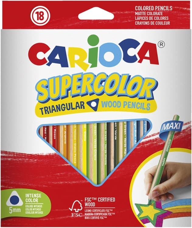 Lápis de Cor Carioca Supercolor Triangular - 18 Cores