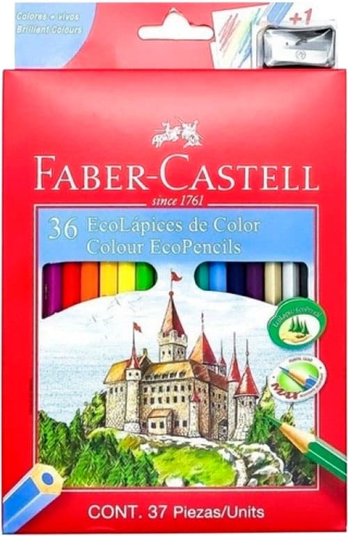 Lápis de Cor Faber Castell com 36 Unidades + Apontador