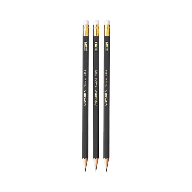 Lápis de Grafite com Borracha Stabilo Swano 4909 6295 Preto 3 Unidades