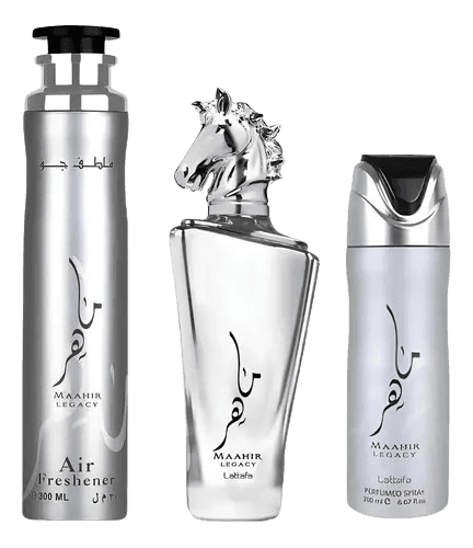 Kit Lattafa Maahir Eau de Parfum 100ml + Desodorante 200ml + Spray Corporal 300ml