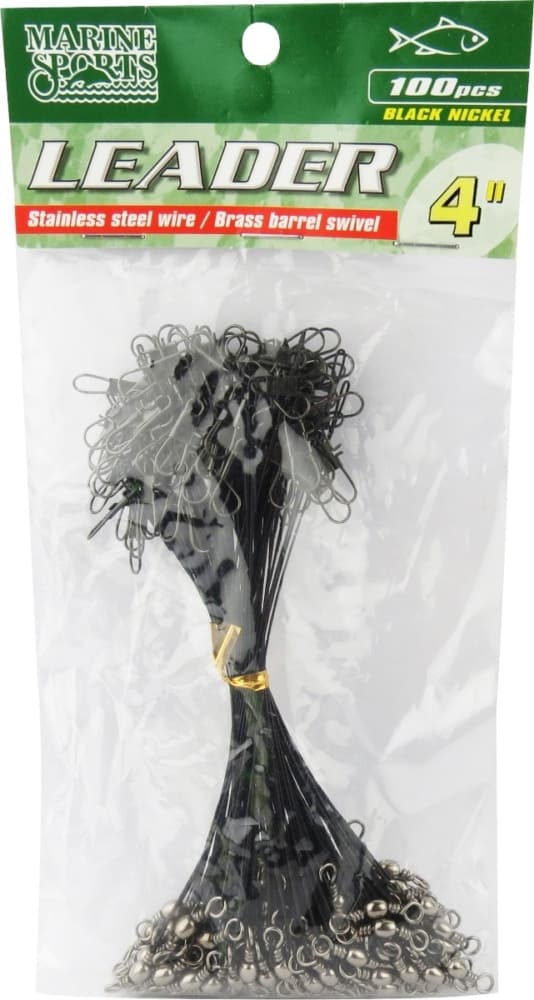Leader Black Nickel Marine Sports 4" com 100 Unidades 10CM 20LBS