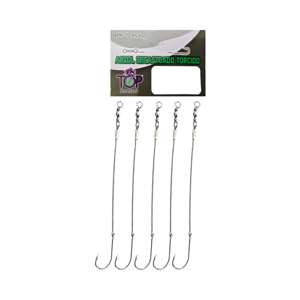 Leader Inoxidável Níquel Top Fishing com Anzol 1971 Nº9/0 50CM 10 Peças Prata