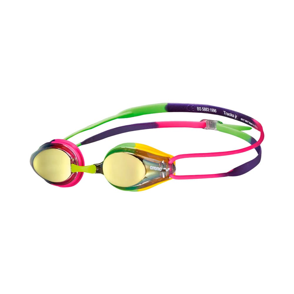 Óculos de Natação Arena Tracks Mirror Junior Violeta Fuchsia Verde