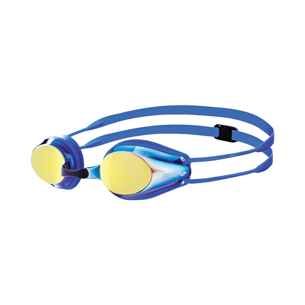 Óculos de Natação Arena Tracks Mirror Junior Azul Amarelo Cobre