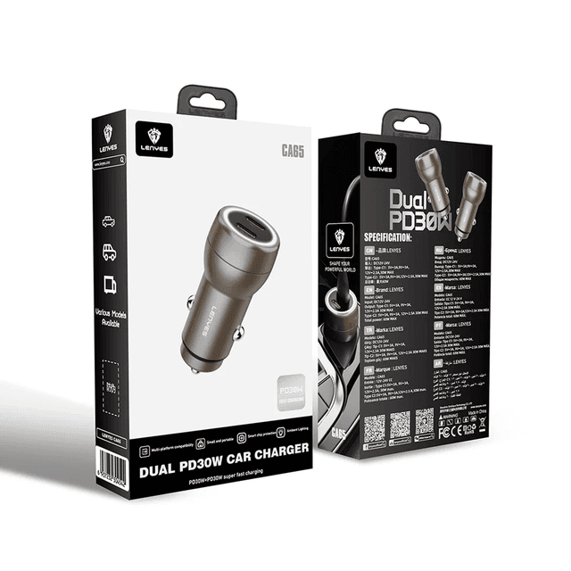 Carregador Veicular Lenyes Ca65 30W Prateado
