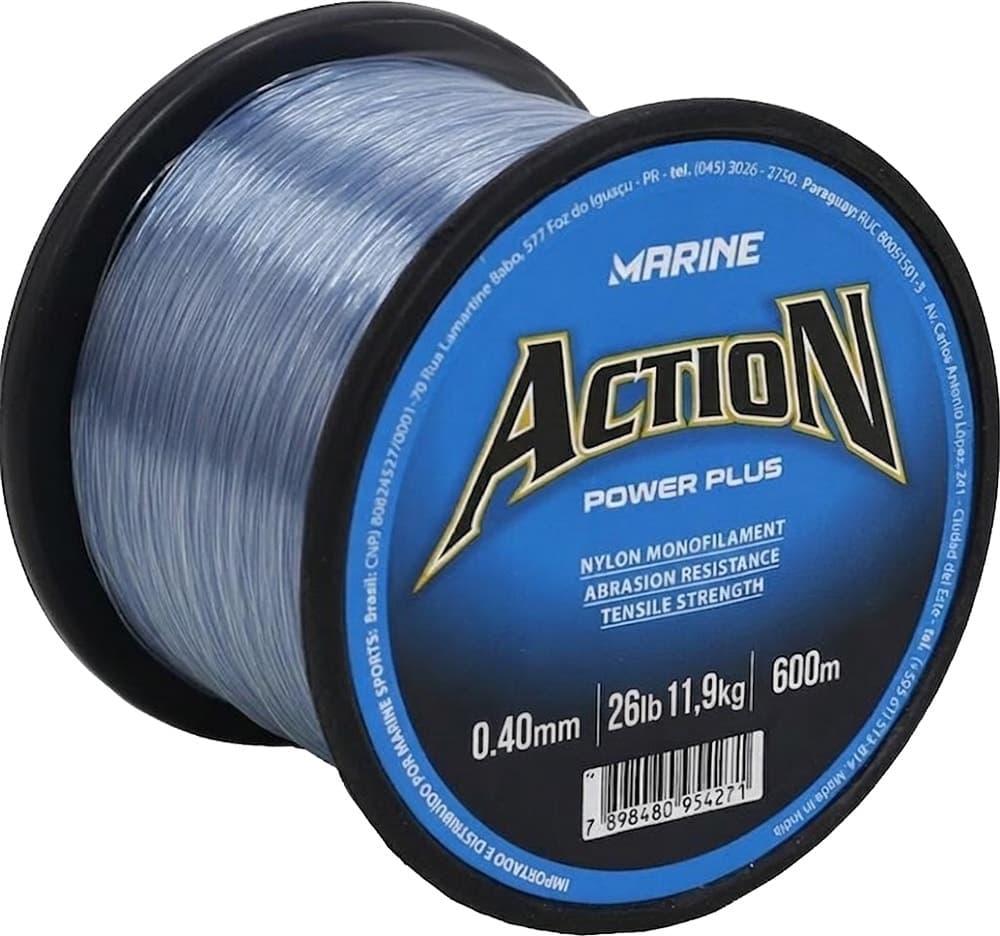 Linha Monofilamento Marine Sports Action Power Plus 26LB 11,9Kg 0,40Mm 600M