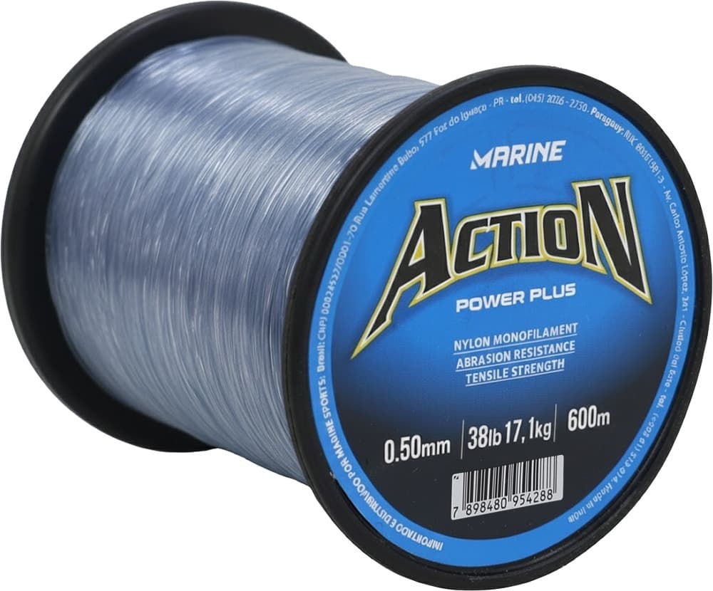 Linha Monofilamento Marine Sports Action Power Plus 38LB 17,1Kg 0,50Mm 600M