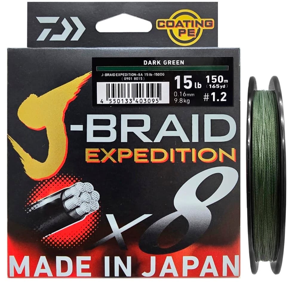 Linha Multifilamento Daiwa J-Braid Expedition X8 0.16Mm 15LB 150M