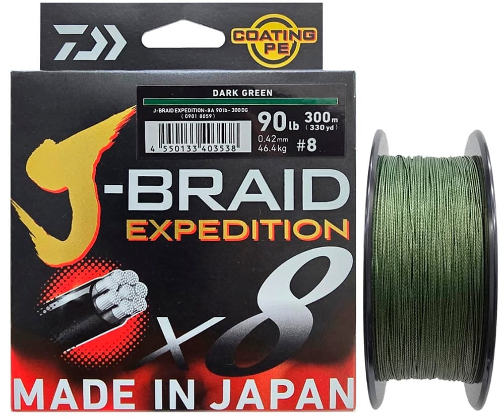 Linha Multifilamento Daiwa J-Braid Expedition X8 0.42Mm 90LB 300M
